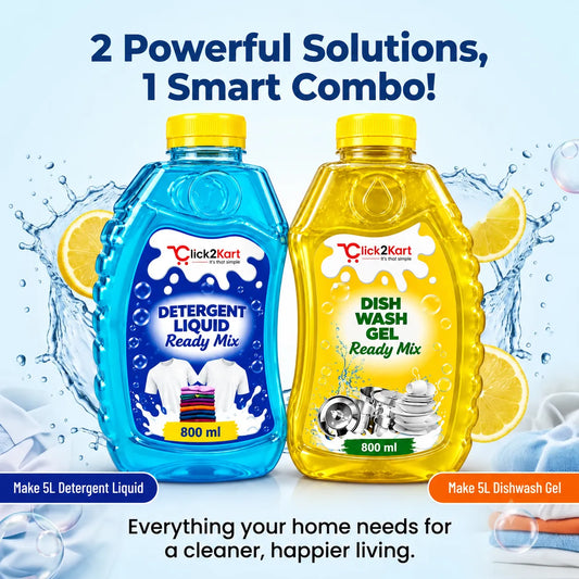 Premium ReadyMix Combo – Detergent Liquid & Dishwash Gel Concentrate | 800 ML Each