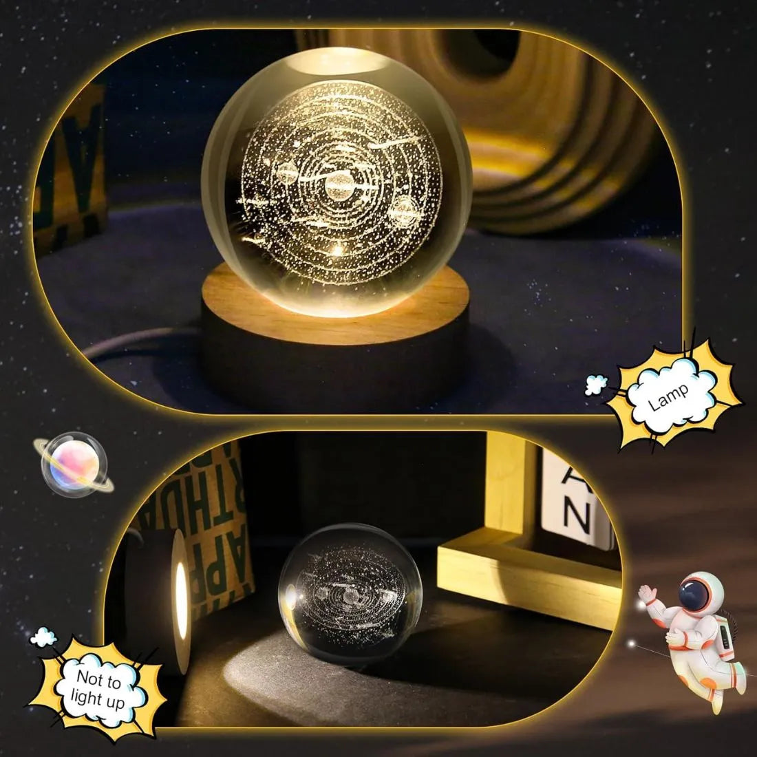3D crystal ball night light with unique design