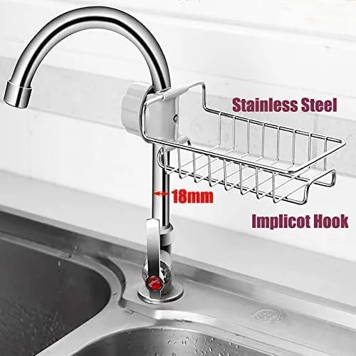 2 Pcs Kitchen Sink Organizer Shelf with 3 Non-Scratch Dish Wash Cloths | Stainless Steel Wash Basin Storage Rack for Kitchen Sink