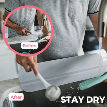 Silicone Sink Water Splash Guard | Flexible Anti-Splash Faucet Protector | Easy-Clean Sink Counter Shield