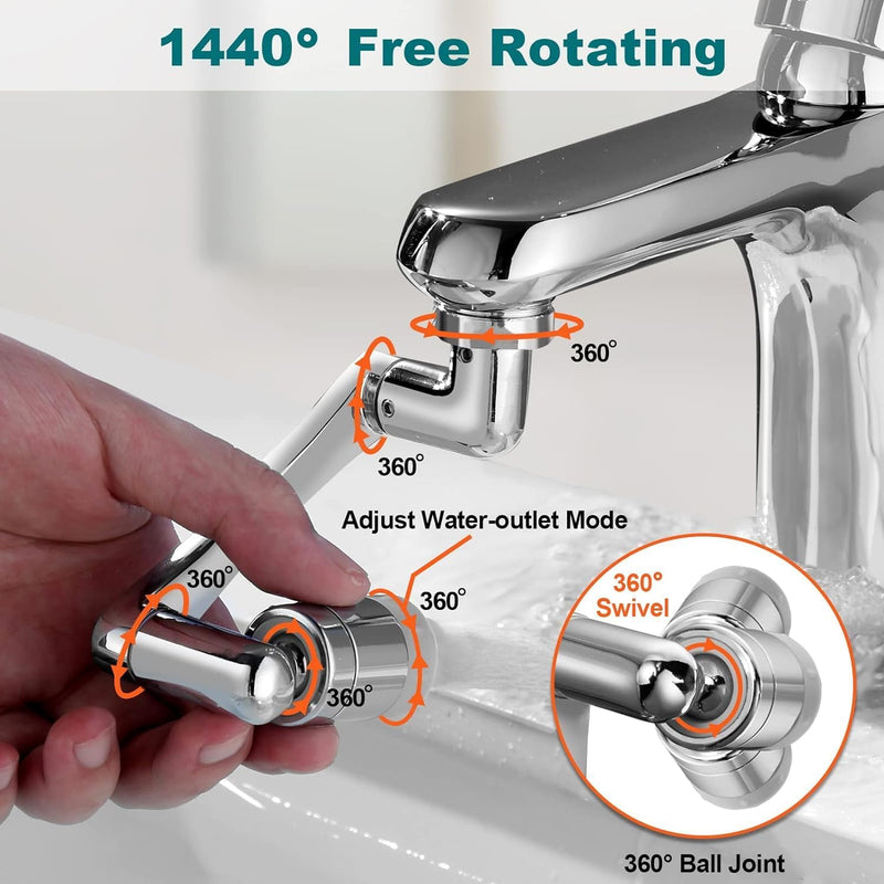 1080° Rotating Faucet Extender | Adjustable Splash Filter Tap Head for Kitchen & Bathroom