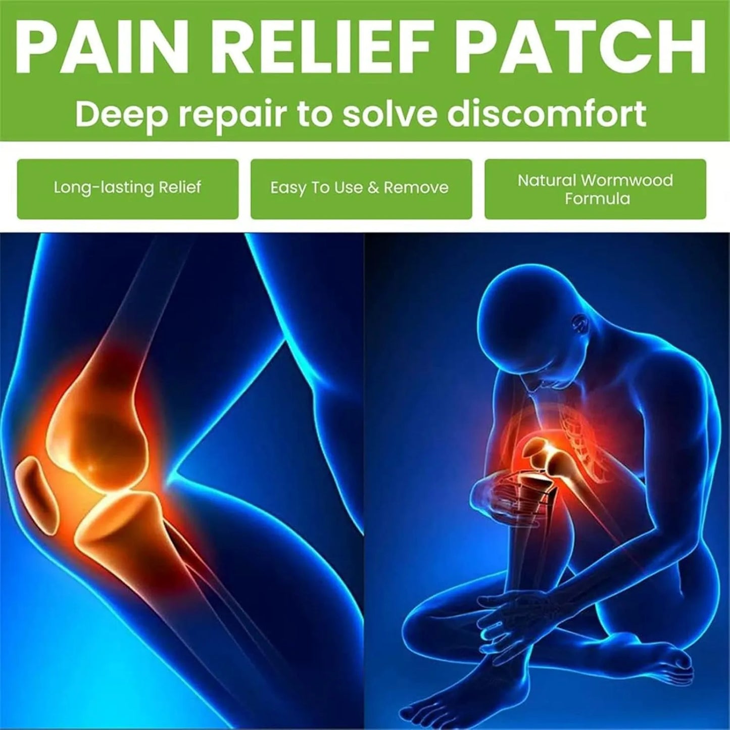 Pain Relief Knee Patch – Fast Acting Relief for Knee & Joint Pain | Natural Heating Therapy Patch