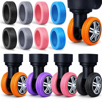 Luggage Wheel Protective Covers (Set of 8) | Silicone Suitcase Wheel Covers | Noise Reduction, Anti-Wear