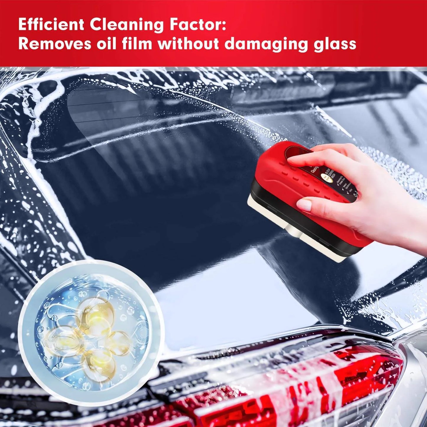 Car Glass Oil Film Remover with Cleaning Brush | Removes Oil Film, Water Spots, Grease & Wiper Marks | Clear Vision Windshield Cleaner