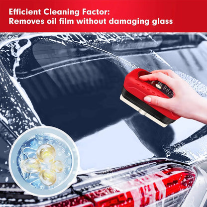 Car Glass Oil Film Remover with Cleaning Brush | Removes Oil Film, Water Spots, Grease & Wiper Marks | Clear Vision Windshield Cleaner