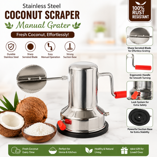 Stainless Steel Coconut Scraper | Easy Handheld Coconut Grater for Fresh Coconut