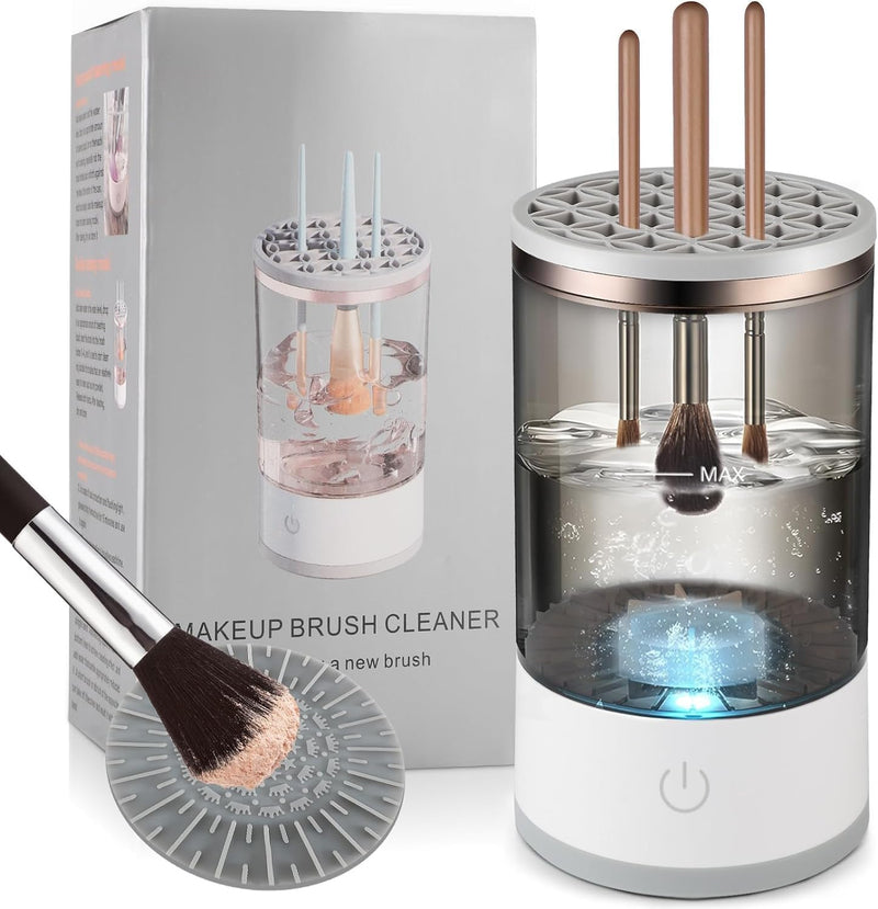 Electric Makeup Brush Cleaner Machine | Automatic Brush Washing & Drying Device | USB Rechargeable with Multi-Brush Holder