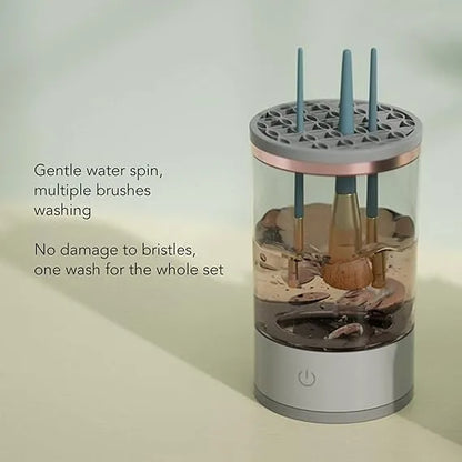 Electric Makeup Brush Cleaner Machine | Automatic Brush Washing & Drying Device | USB Rechargeable with Multi-Brush Holder