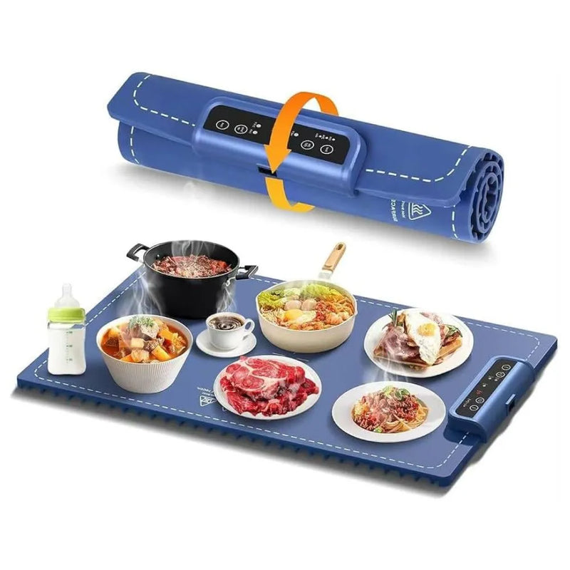 Electric Warming Tray – Rollable Food Warming Mat with 3 Temperature Settings