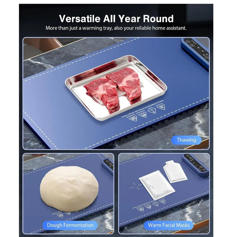 Electric Warming Tray – Rollable Food Warming Mat with 3 Temperature Settings