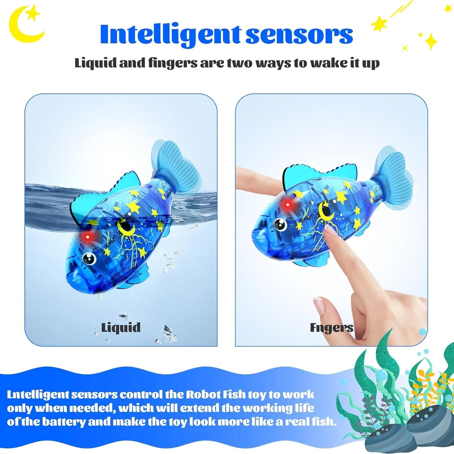 Robot Fish Toys for Kid and Pet | Robotic Swimming Fish Toy with LED Light | Interactive Water Play Toy for Cats, Dogs & Children