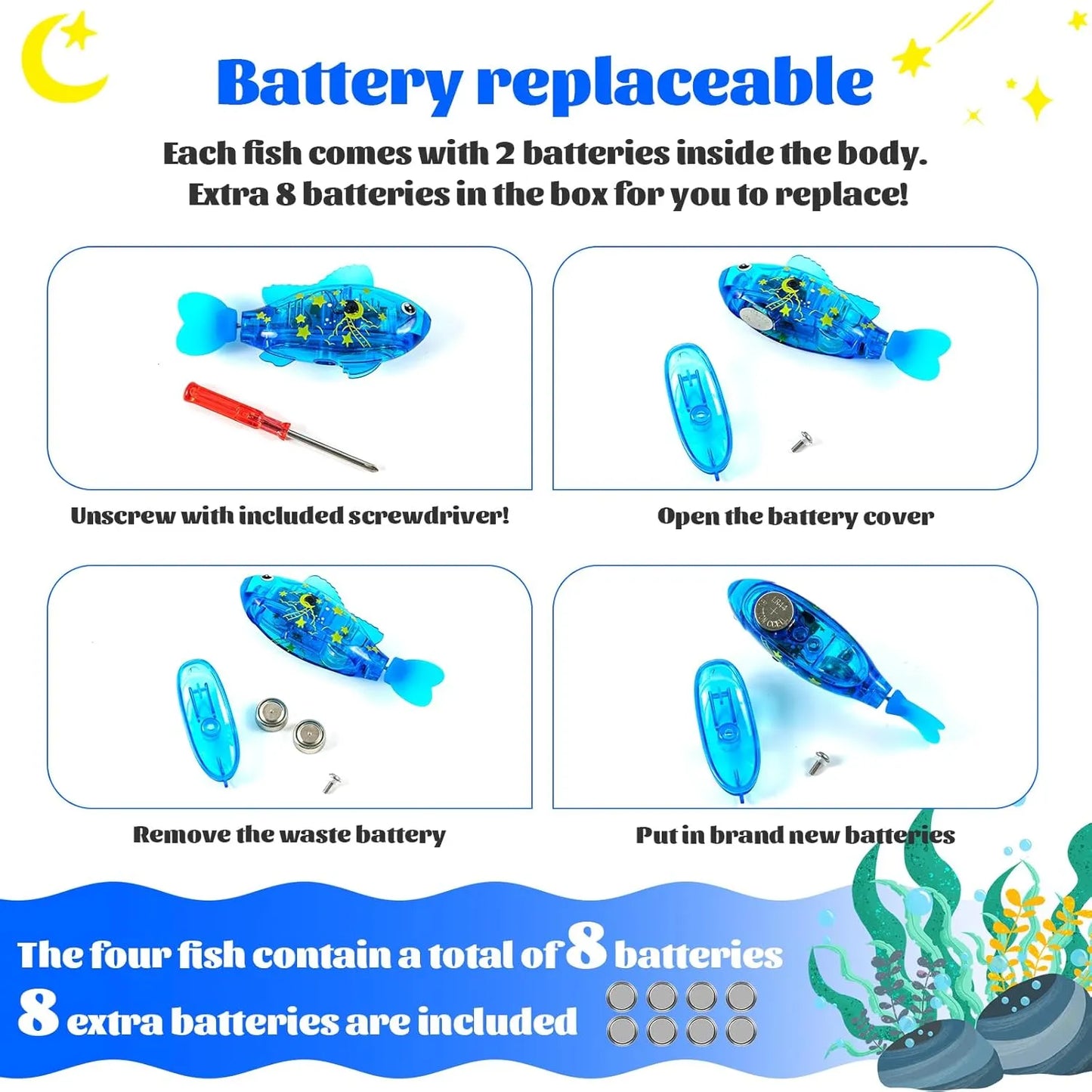 Robot Fish Toys for Kid and Pet | Robotic Swimming Fish Toy with LED Light | Interactive Water Play Toy for Cats, Dogs & Children