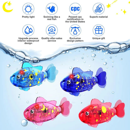 Robot Fish Toys for Kid and Pet | Robotic Swimming Fish Toy with LED Light | Interactive Water Play Toy for Cats, Dogs & Children