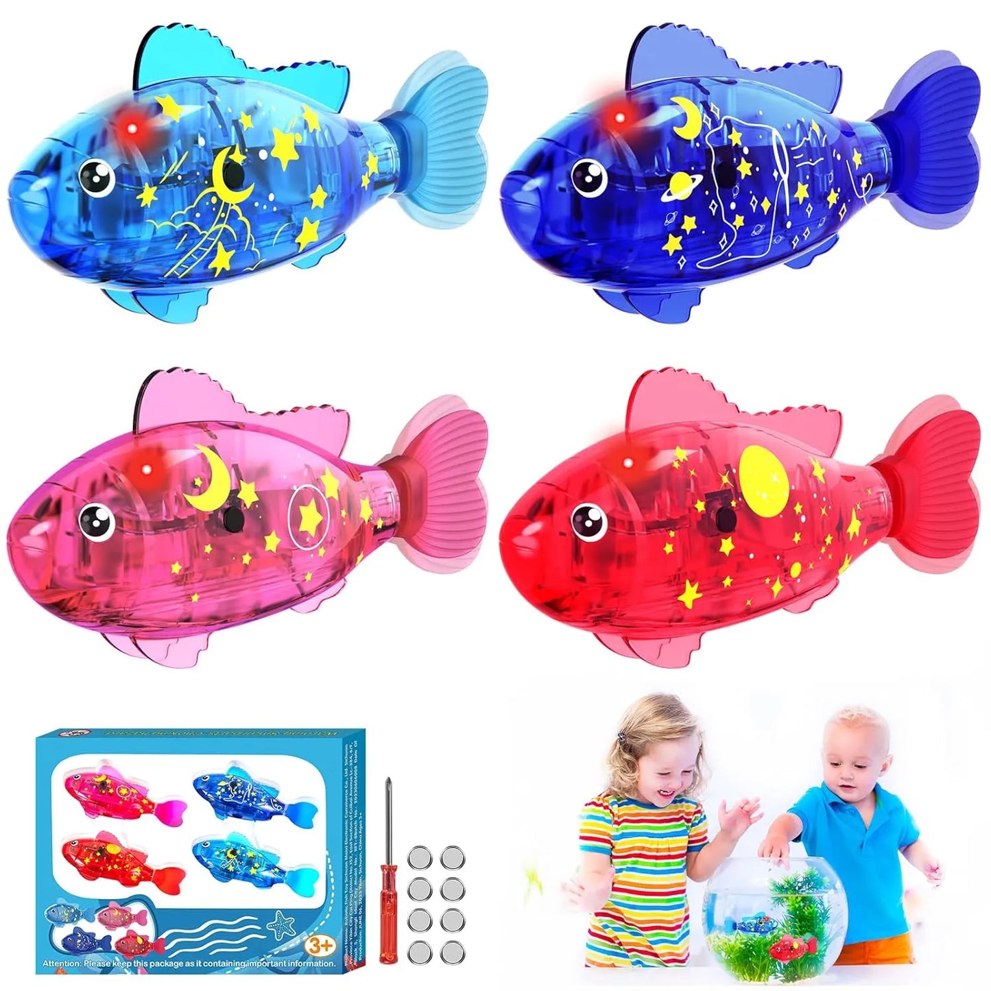 Robot Fish Toys for Kid and Pet | Robotic Swimming Fish Toy with LED Light | Interactive Water Play Toy for Cats, Dogs & Children