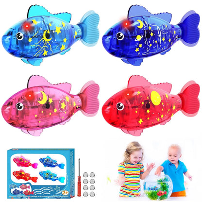 Robot Fish Toys for Kid and Pet | Robotic Swimming Fish Toy with LED Light | Interactive Water Play Toy for Cats, Dogs & Children