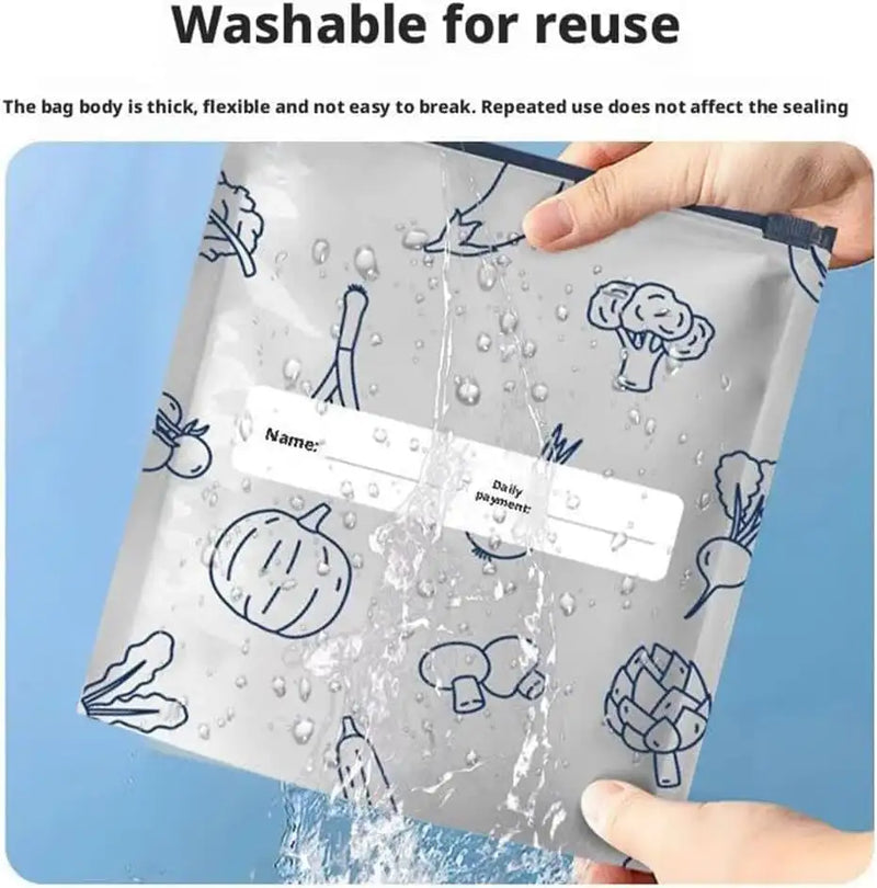 Reusable Aluminum Foil Storage Bags | Zip Lock Food Storage Pouches with Label Area for Fruits, Vegetables & Snacks