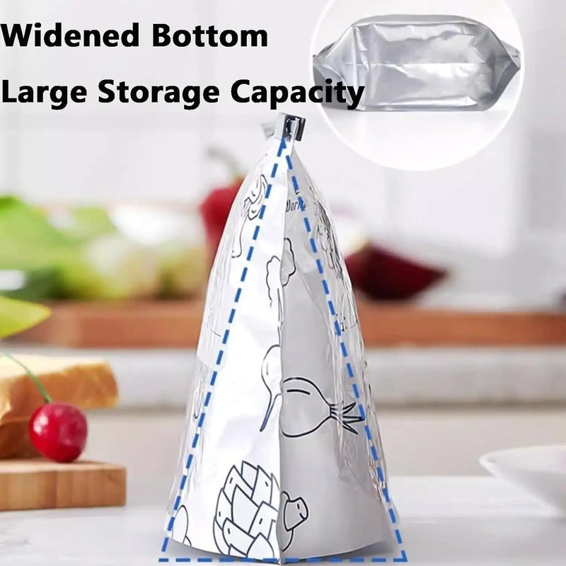 Reusable Aluminum Foil Storage Bags | Zip Lock Food Storage Pouches with Label Area for Fruits, Vegetables & Snacks