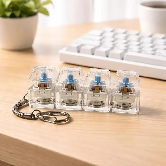 Mechanical Keyboard Switch Fidget Keychain | 4-Key Clicky Stress Relief Toy | Portable Desk & Pocket Gadget