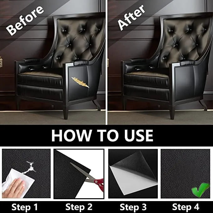 Self-Adhesive Leather Repair Patch | Cut-to-Size Repair Tape for Sofas, Car Seats & Furniture