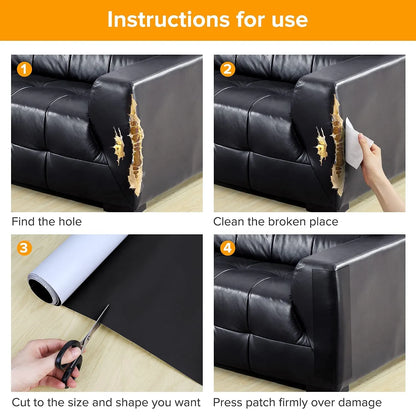 Self-Adhesive Leather Repair Patch | Cut-to-Size Repair Tape for Sofas, Car Seats & Furniture