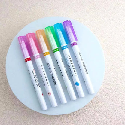 Curved Roller Highlighter Pens – Pattern Line Marker Pens for Notes, Journaling, Scrapbooking & Kids Drawing