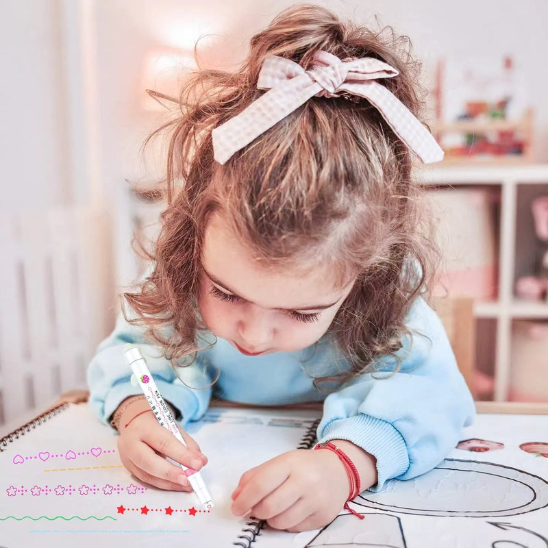 Curved Roller Highlighter Pens – Pattern Line Marker Pens for Notes, Journaling, Scrapbooking & Kids Drawing