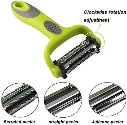 3-in-1 Rotary Multi-Functional Peeler | Vegetable & Fruit Peeler with 3 Interchangeable Blades