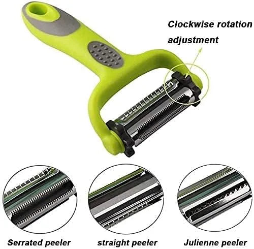 3-in-1 Rotary Multi-Functional Peeler | Vegetable & Fruit Peeler with 3 Interchangeable Blades