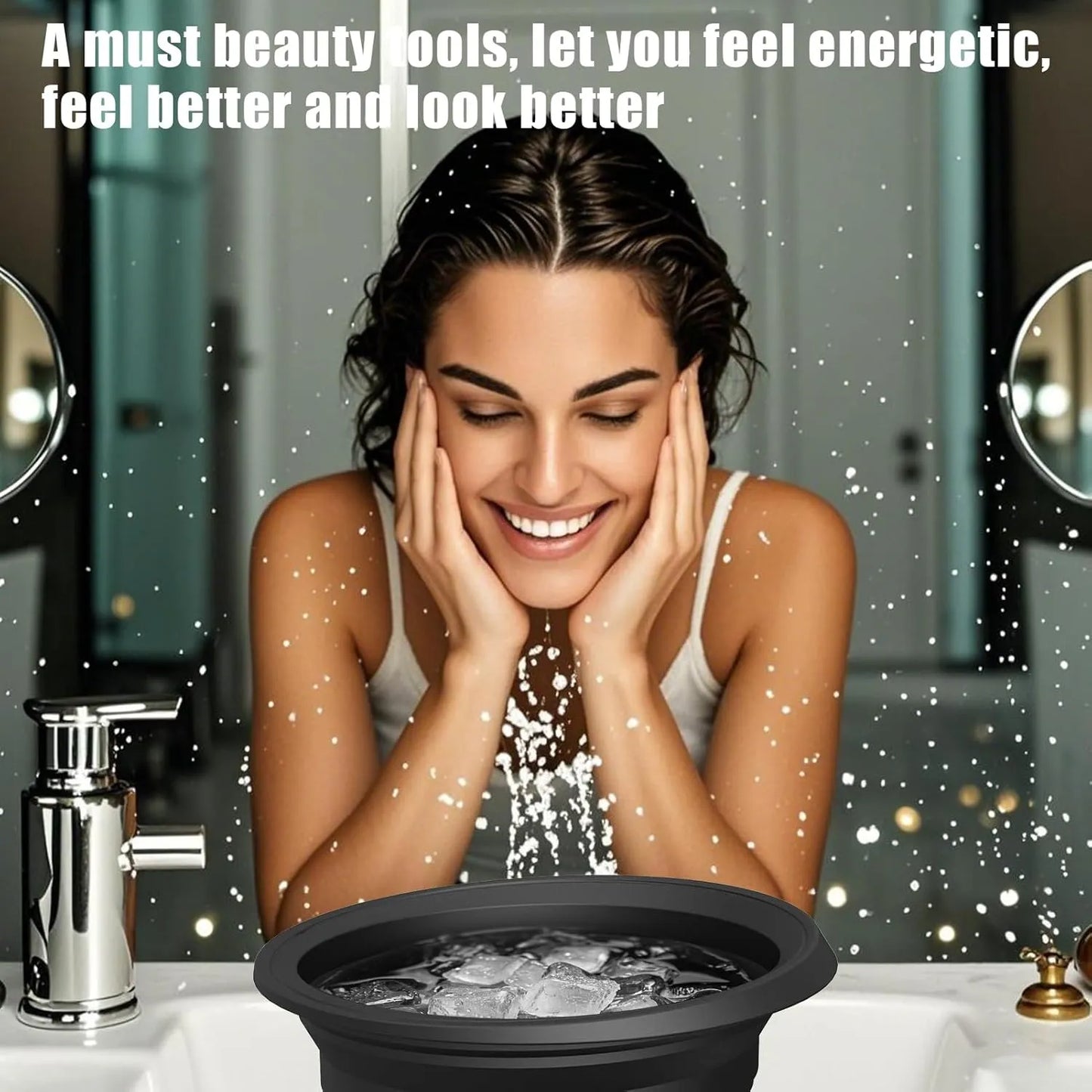 Silicone Face Bowl for Ice with Built-In Ice Tray | Collapsible Face Tub for Ice Bath, Skincare & Beauty