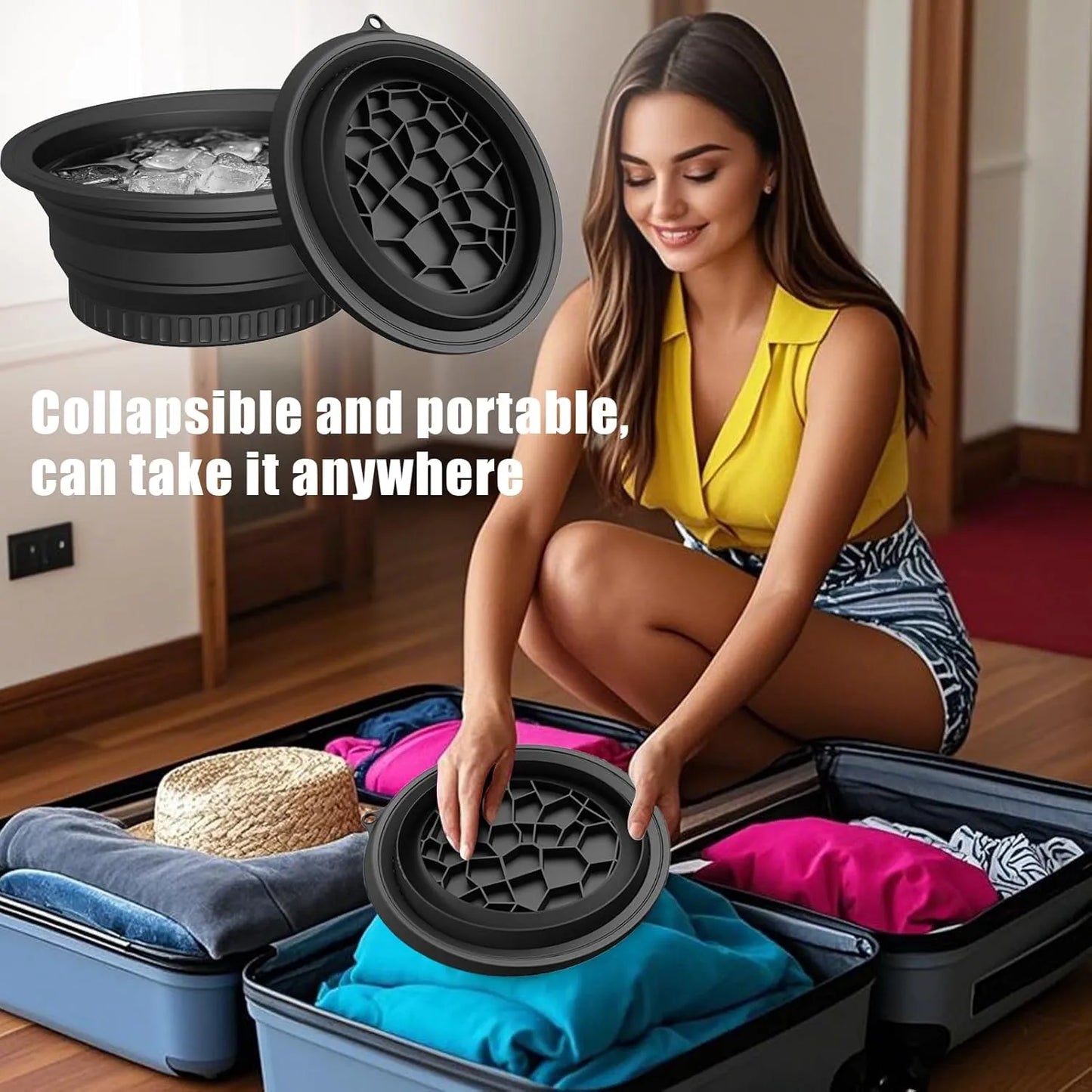 Silicone Face Bowl for Ice with Built-In Ice Tray | Collapsible Face Tub for Ice Bath, Skincare & Beauty