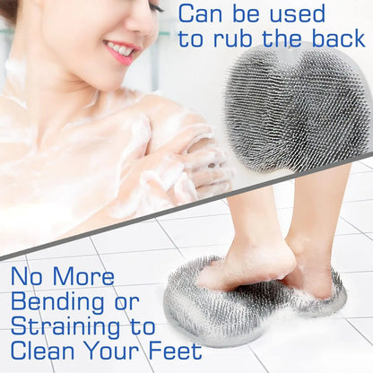 Silicone Foot Scrubber Mat for Shower (30x23cm) | Non-Slip Foot Cleaning & Massage Mat with Soft Bristles