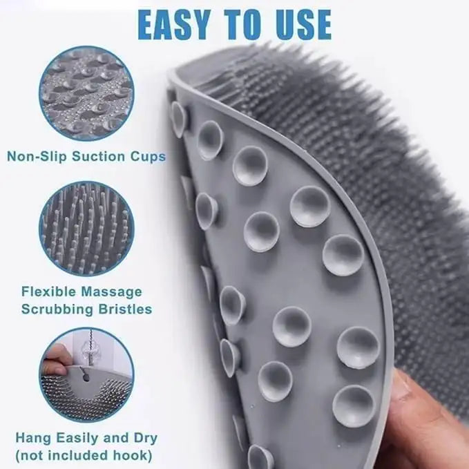 Silicone Foot Scrubber Mat for Shower (30x23cm) | Non-Slip Foot Cleaning & Massage Mat with Soft Bristles