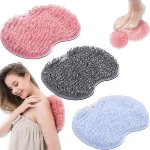 Silicone Foot Scrubber Mat for Shower (30x23cm) | Non-Slip Foot Cleaning & Massage Mat with Soft Bristles