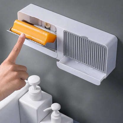 Wall Mounted Soap Holder with Double Lid Grid | Self-Draining Soap Box
