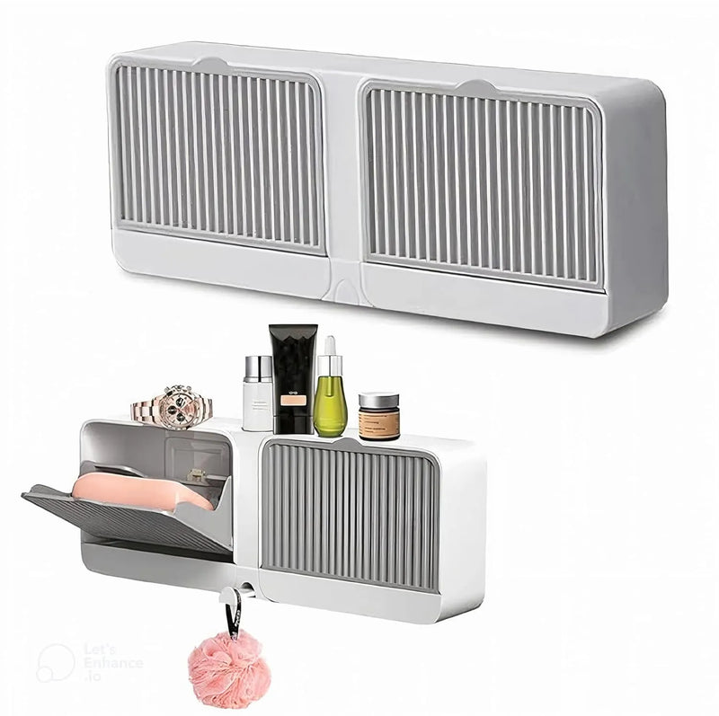 Wall Mounted Soap Holder with Double Lid Grid | Self-Draining Soap Box
