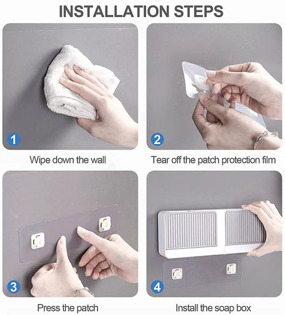 Wall Mounted Soap Holder with Double Lid Grid | Self-Draining Soap Box