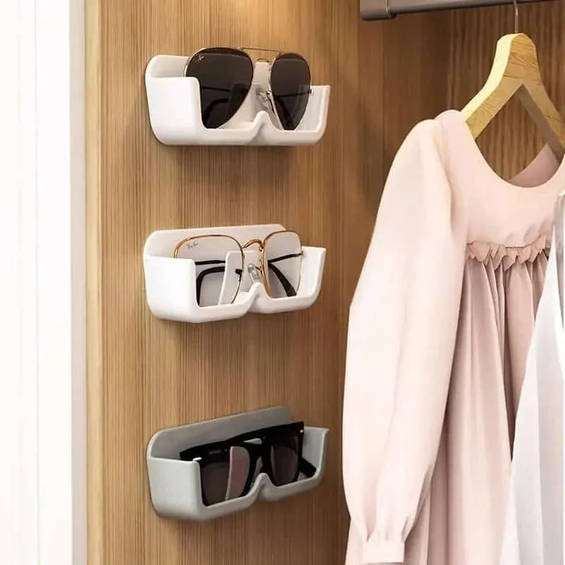 2 Pcs. Wall Mount Sunglasses Organizer | Eyewear Holder Rack with Double-Sided Adhesive Sticker