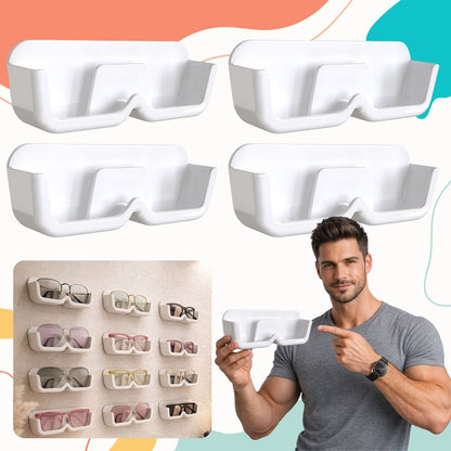 2 Pcs. Wall Mount Sunglasses Organizer | Eyewear Holder Rack with Double-Sided Adhesive Sticker
