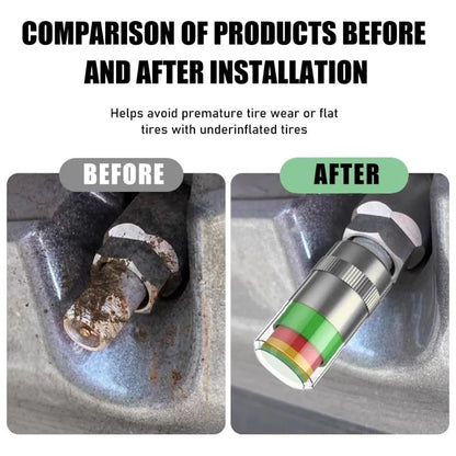 Car Tyre Pressure Indicator Valve Caps (2.4 Bar / 36 PSI)