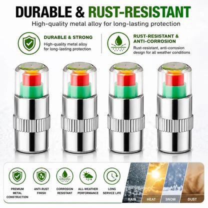 Car Tyre Pressure Indicator Valve Caps (2.4 Bar / 36 PSI)