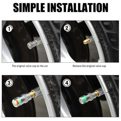 Car Tyre Pressure Indicator Valve Caps (2.4 Bar / 36 PSI)