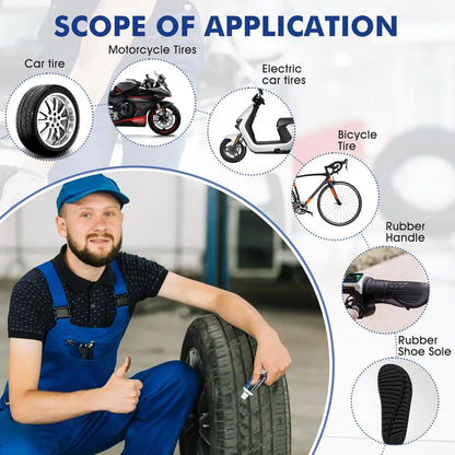 Waterproof Flexible Tyre Repair Adhesive – Instant Puncture Sealant for Cars, Bikes & Tubeless Tyres