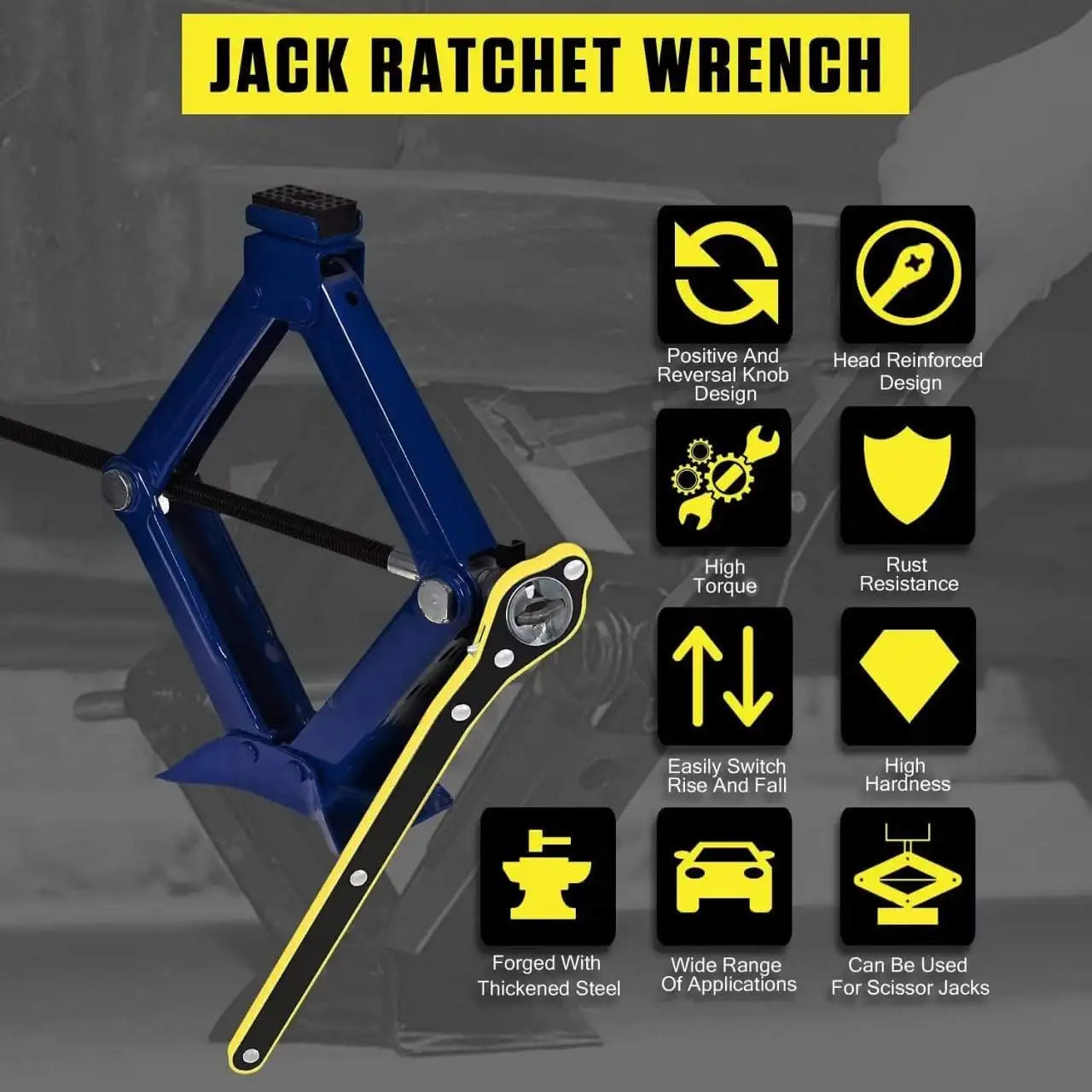 Universal Car Jack Ratchet Wrench with Accessories