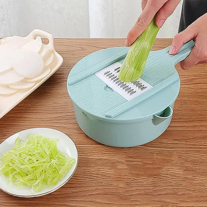 Multi-Function Vegetable Cutter & Grater Set | 8-in-1 Kitchen Slicer, Chopper & Drain Basket for Fruits & Vegetables