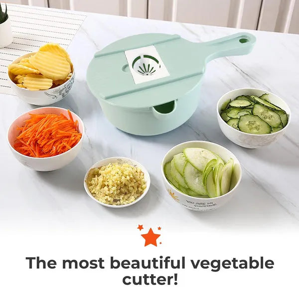 Multi-Function Vegetable Cutter & Grater Set | 8-in-1 Kitchen Slicer, Chopper & Drain Basket for Fruits & Vegetables
