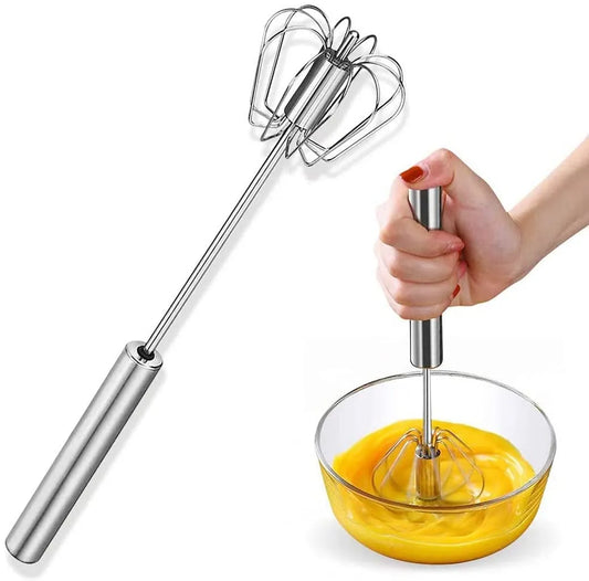 Stainless Steel Push Whisk Beater | Semi-Automatic Egg & Milk Frother | Manual Hand Blender for Kitchen