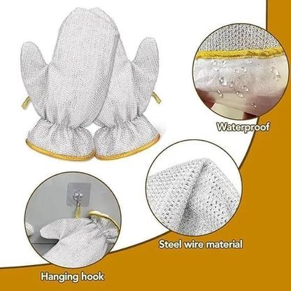 Aluminium Dishwashing Hand Gloves | Non-Scratch Wire | Waterproof Cleaning Gloves