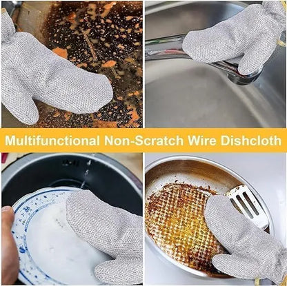 Aluminium Dishwashing Hand Gloves | Non-Scratch Wire | Waterproof Cleaning Gloves