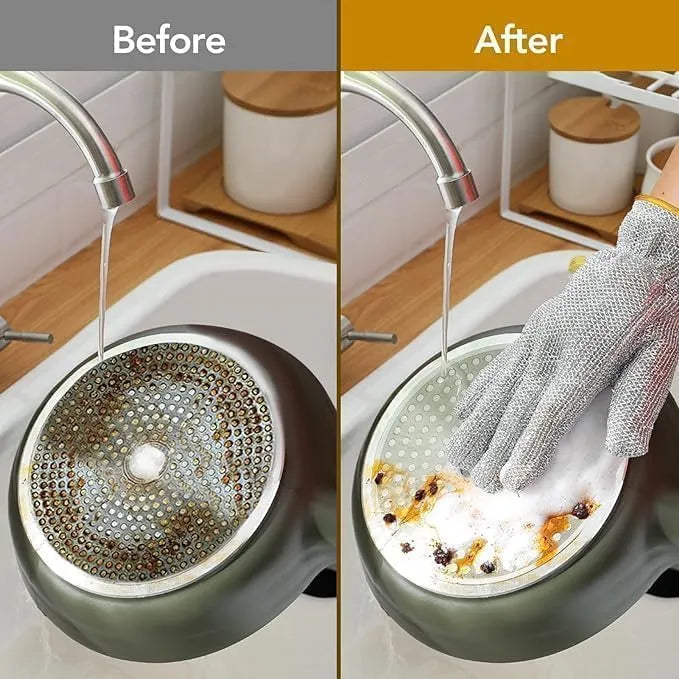 Aluminium Dishwashing Hand Gloves | Non-Scratch Wire | Waterproof Cleaning Gloves