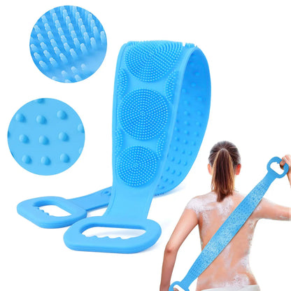 Silicone Bath Body Brush with Long Handle | Exfoliating Back Scrubber for Shower | Deep Cleansing & Massage Brush